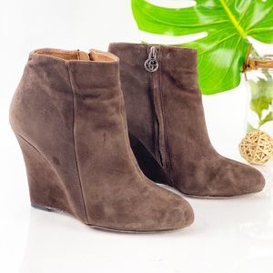 Sam Edelman Wilma Wedge Booties Suede Brown Mocca (Mocha/ Cocoa)